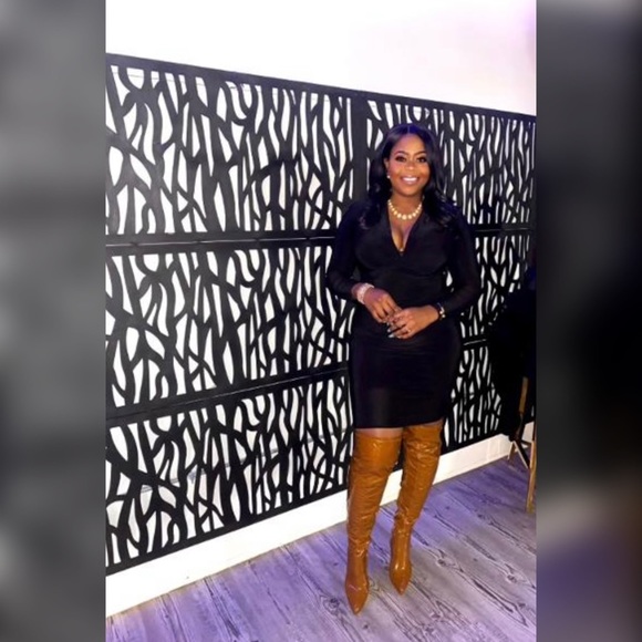 Camel Patent Thigh High Boots (Wide Calf) - Picture 6 of 6